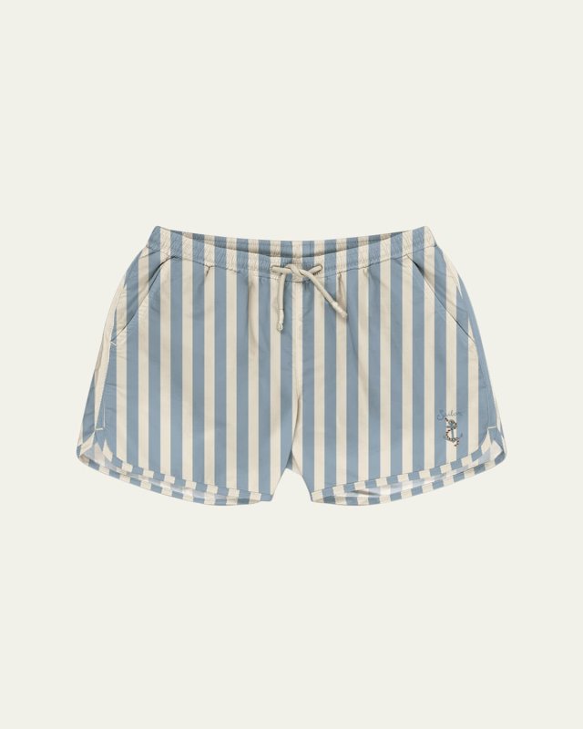 Boy's Asnou Lemon-Print Swim Shorts, Size 9M